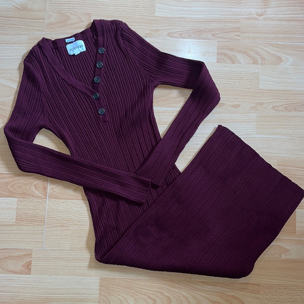 Women’s long fitted ribbed dress - OLIVE & OAK
